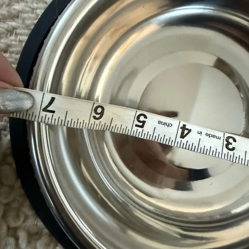 Premium Stainless Steel Dog Bowls with Non-Slip Black Base hammered set of 2